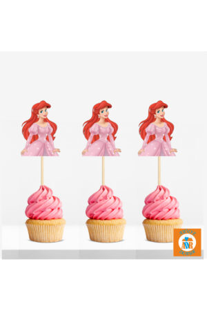 20 Adet Pembe Arial Cupcake Kürdanı-doğum Günü Masa Süsleme Seti-parti Dekor Çubuğu