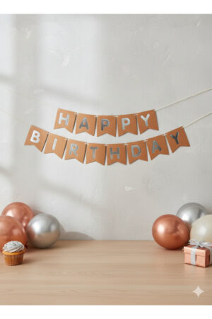 Kraft Renk Happy Birthday Banner-Retro Doğum Günü Parti Malzemesi