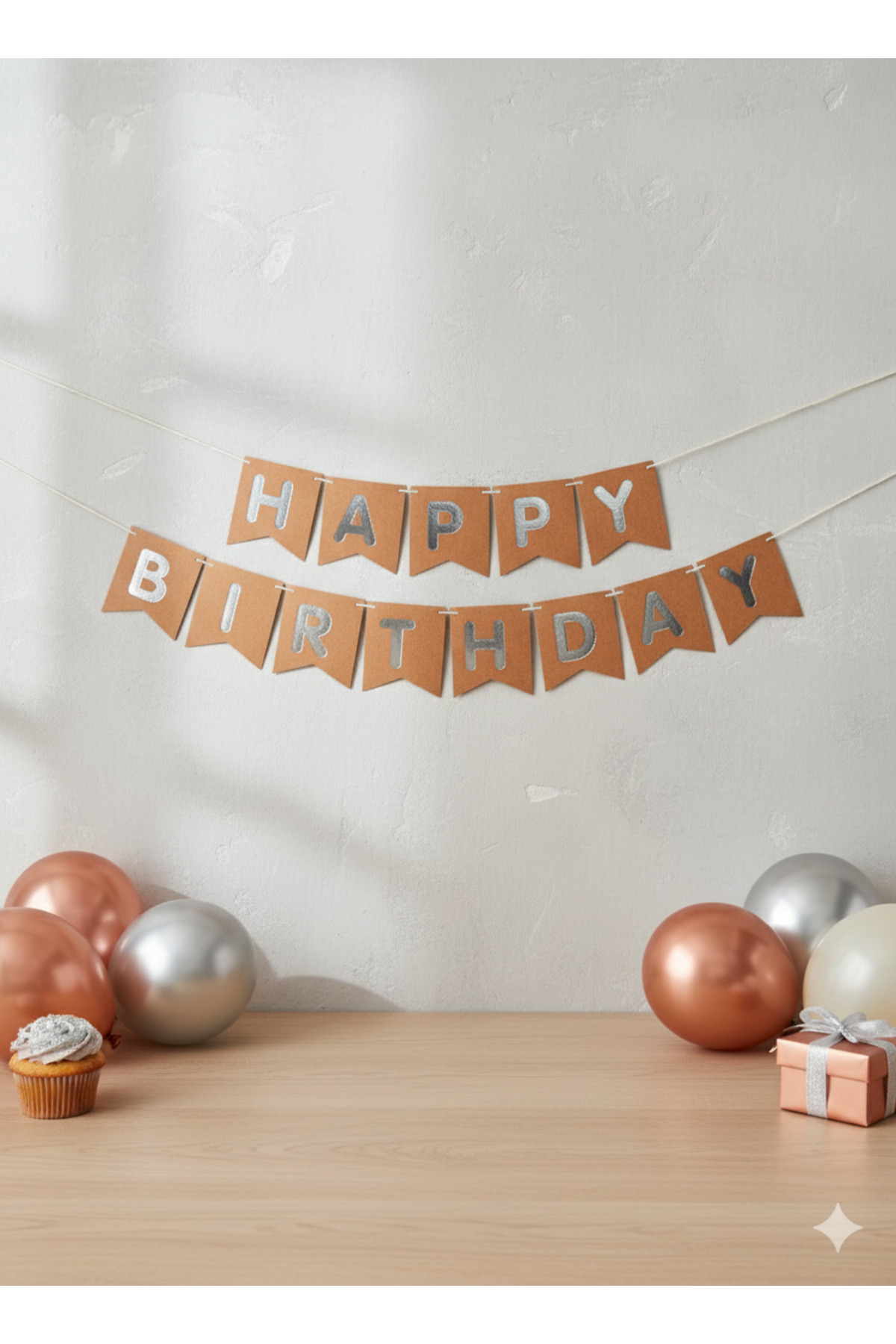 Kraft Renk Happy Birthday Banner-Retro Doğum Günü Parti Malzemesi