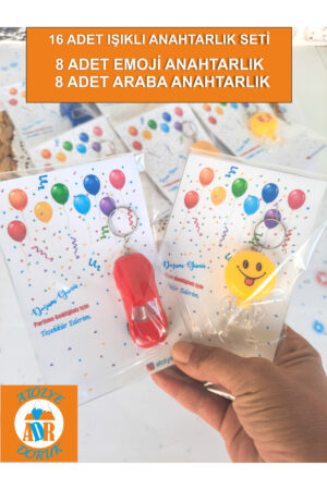 Doğum Günü Hediyesi Karışık Işıklı Emoji Anahtarlık-Işıklı Araba Anahtarlık