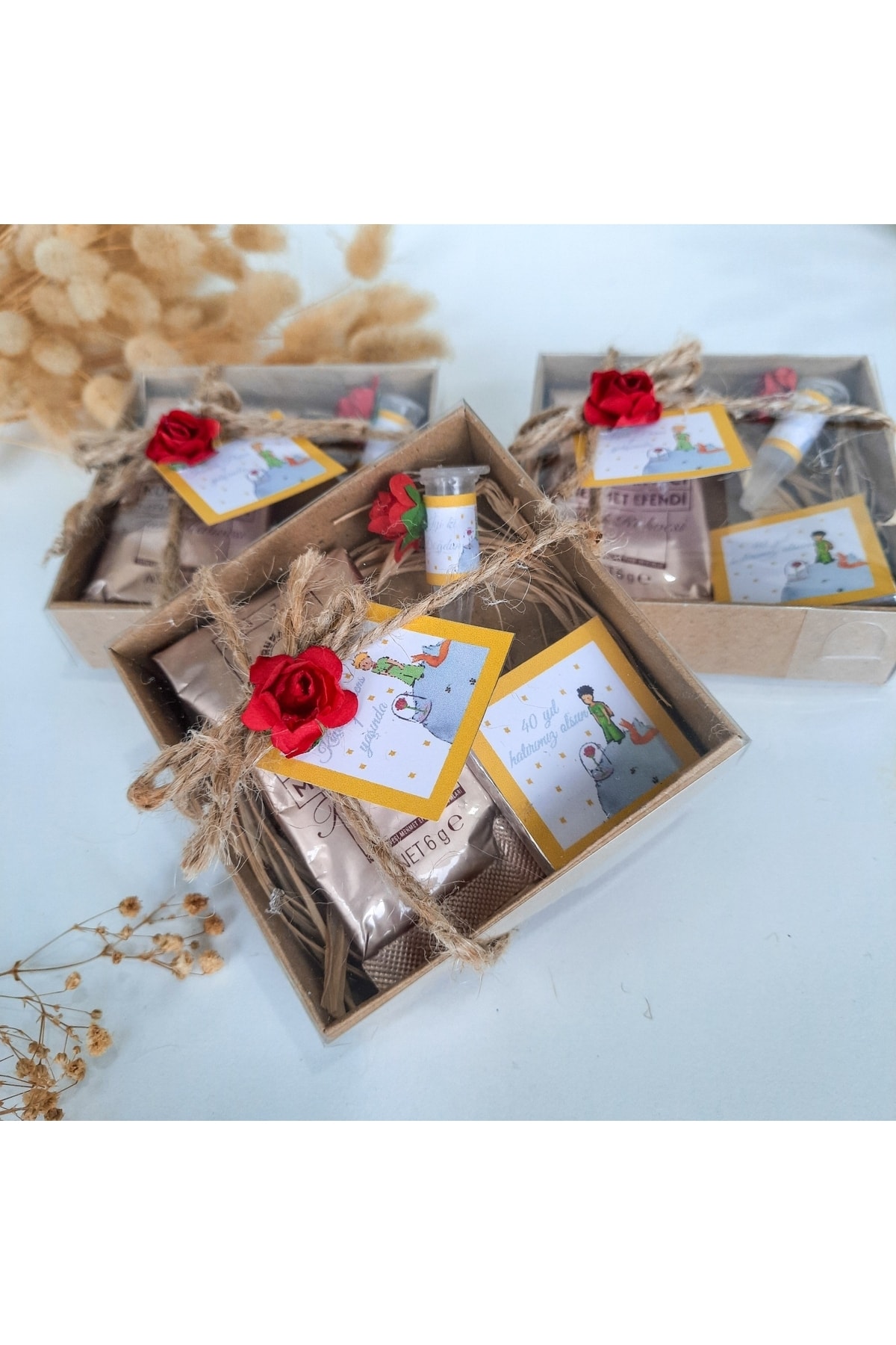 Küçük Prens Konsepti, 1 Yaş Doğum Günü, Babyshower, Mevlid Hediyelik Kahveli Çikolata Set