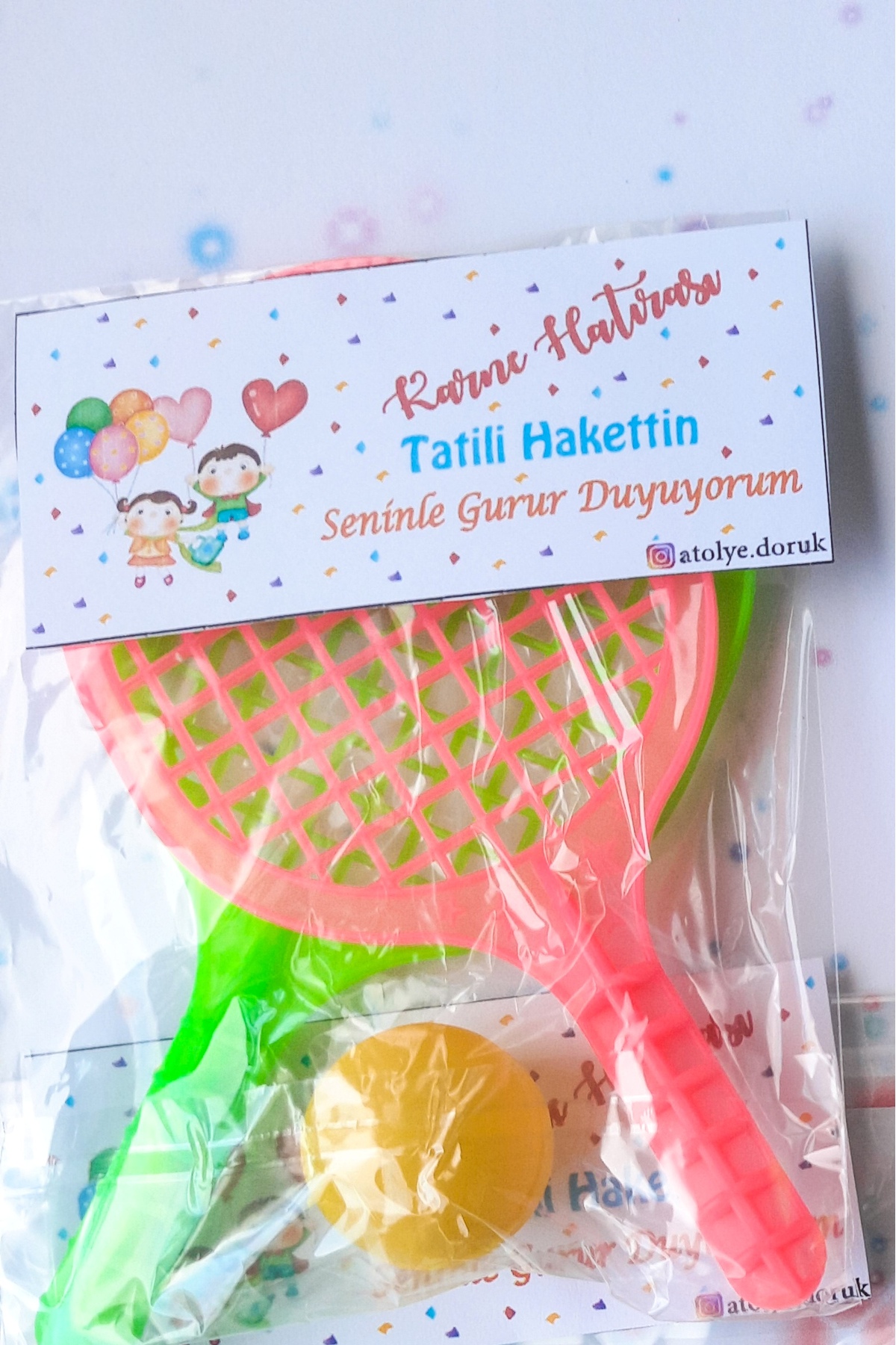 KARNE Hediyelik Plastik Mini Tenis Raketi-Karne Hediyesi