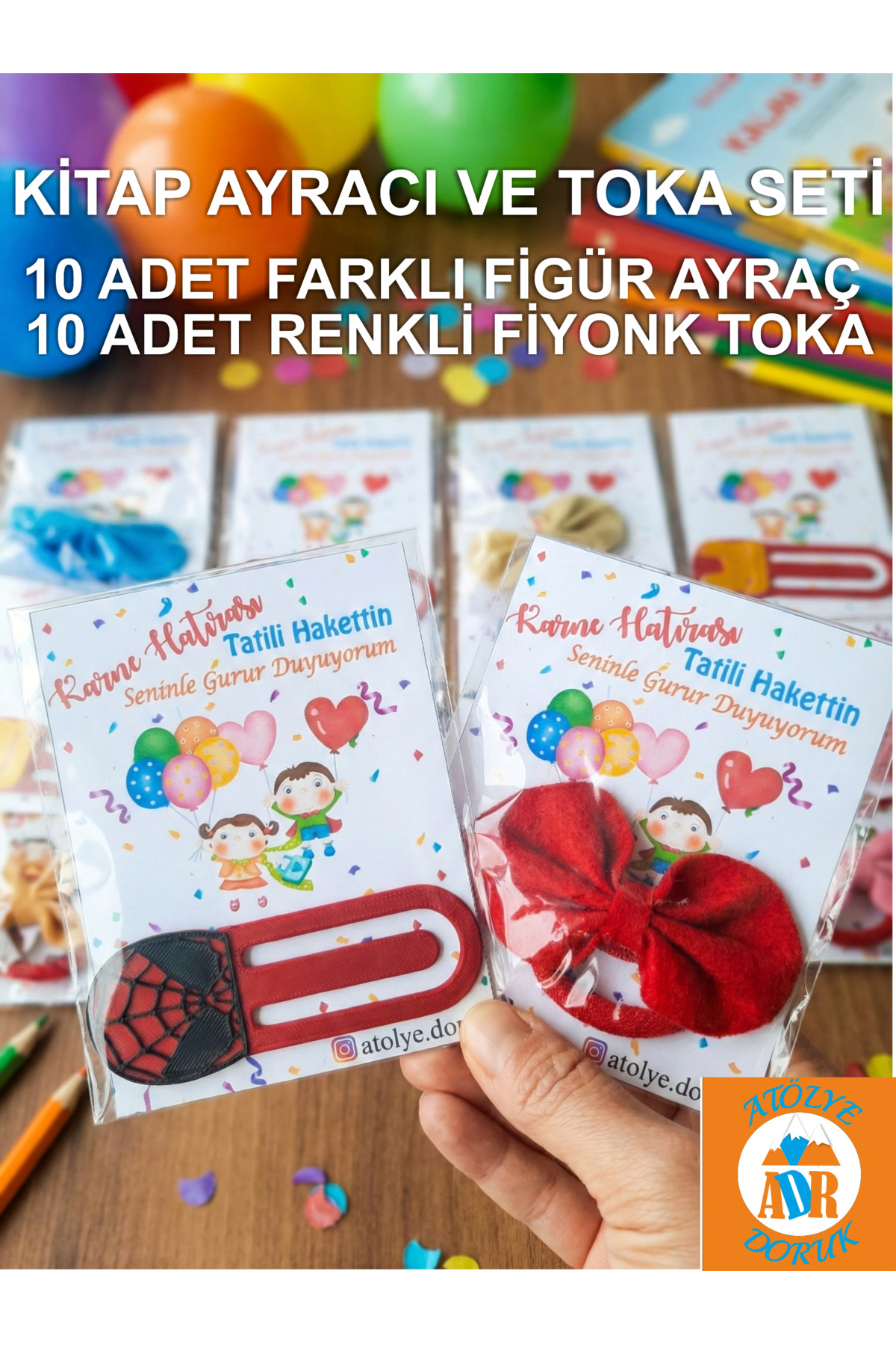20 ADET Karne Hediyesi Kahramanlar Kitap Ayracı ve Toka-Yarıyıl Hatırası-İlkokul Öğrenci Hediye - Görsel 4