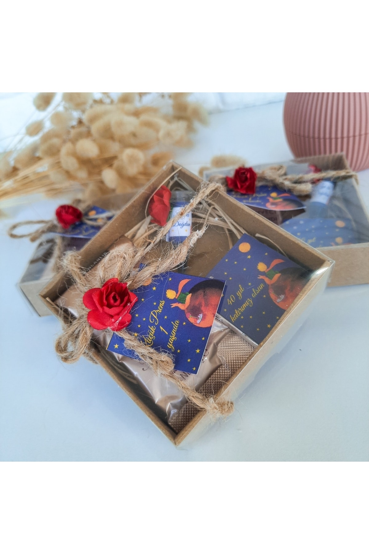 20 Adet Küçük Prens, 1 Yaş Doğum Günü, Babyshower, Mevlid Karne Hediyesi Kahveli Çikolata Kutusu