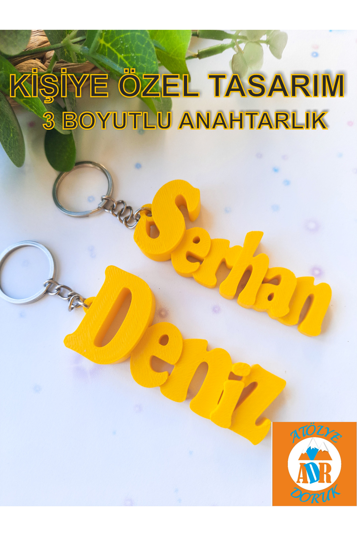 İsimli Anahtarlık Çanta Aksesuar, Çocuk Çantası için İsimlik, Kişiye Özel Hediye Karne Okul Sarı