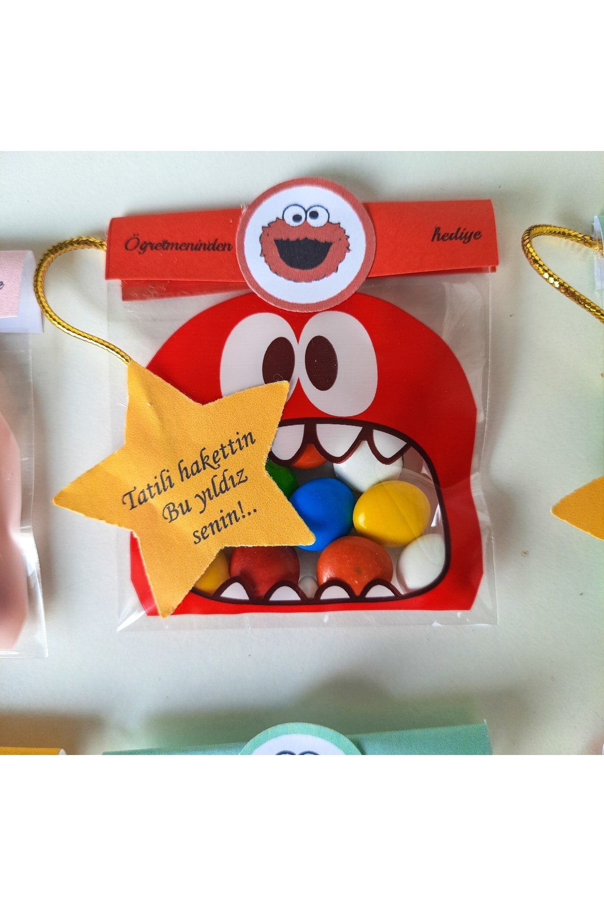 Karne Hediyesi-renkli Sevimli Canavar Paketlemeli Bonibon Ve Yıldız Sticker - Görsel 3