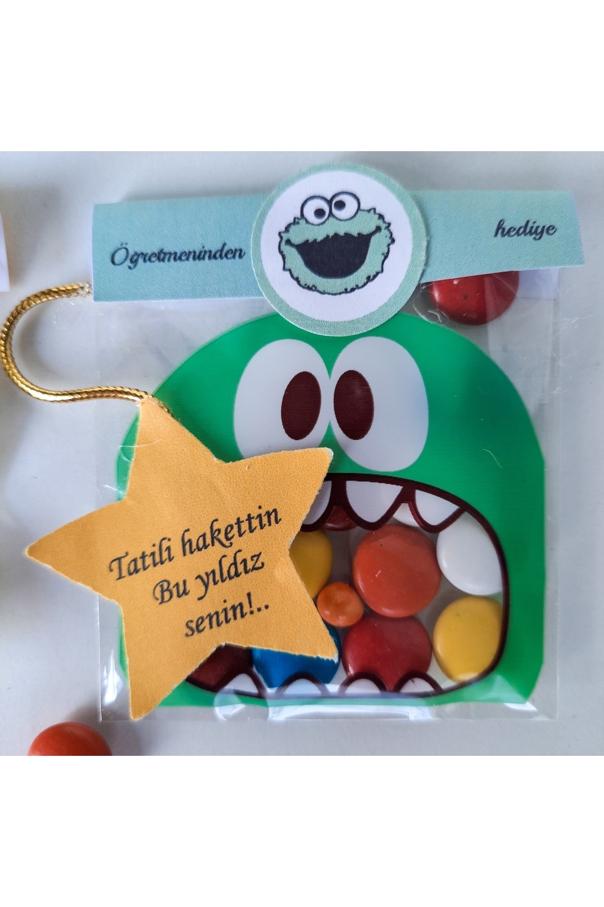 Karne Hediyesi-renkli Sevimli Canavar Paketlemeli Bonibon Ve Yıldız Sticker - Görsel 4